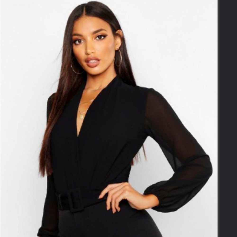 Black bodysuit blouse Boohoo
